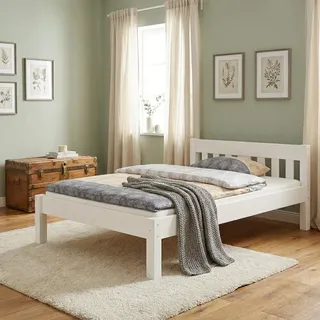 Futonbett weiß Einzelbett 120x200 Kiefer Massivholz Zubehör wählbar V-60.38-12Wohne Zubehör - Weiß