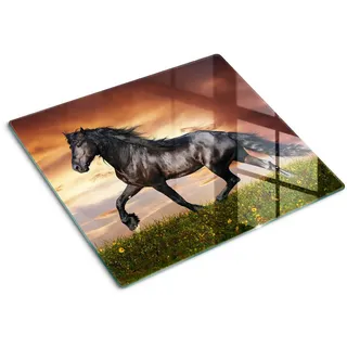 Tulup Glasplatte 60x52 cm Pferd , Glas , 60x52 cm , Küchenzubehör, Schneidebretter