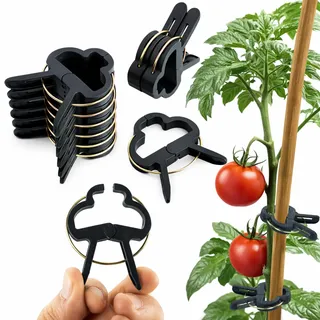 ECENCE 60x Pflanzenclips Pflanzenklammern für Tomaten, Größe L für Reben, Rosen, Rankhilfe für Kletterpflanzen, Pflanzenhalter, Leichte Fixierung, Wiederverwendbar