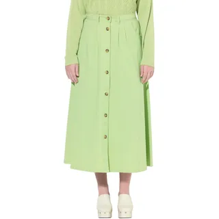 Ulla Popken Damen Chinorock, A-Linie, Knopfleiste, Taschen Röcke, Limettengrün, 54-56 EU