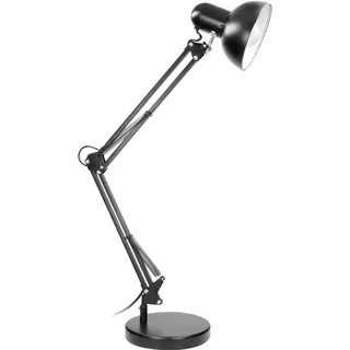 Virone Deon Schreibtischlampe E27 60W mit Anschlusskabel Schwarz Stahl