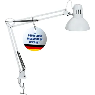 Maul LED Schreibtischlampe MAULstudy | Verstellbare Klemmleuchte mit Gelenkarm für Büro, Arbeitszimmer und Schreibtisch | Elegante Bürolampe aus Metall | Inklusive LED-Leuchtmittel | Weiß