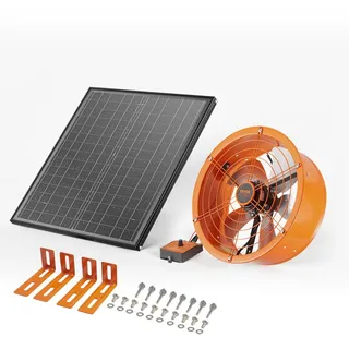 Vevor Solar Ventilator, 400 x 150 mm, Solar Powered Fan, Dachbodenabluftventilator mit einstellbarem Thermostat, Außengitter, 1300 CFM Luftstromkapazität, für Giebel, Dach, Garage, Werkstatt