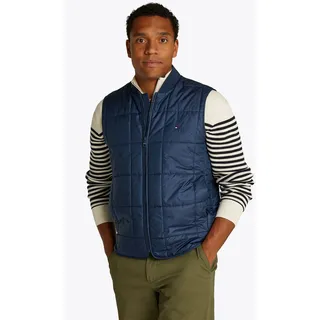 Steppweste TOMMY HILFIGER "SQUARE QUILTED VEST", Herren, Gr. S, blau (night sky), Web, Obermaterial: 100% Polyester, regular fit normal, Rundhals, Westen Steppweste, Mit Rundhalsausschnitt