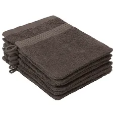 my home Waschhandschuh »Juna, 6 Waschlappen, 100% Baumwolle«, (6 St.), im Set und als Serie, Bordüre, Uni-Farben, weich, grau