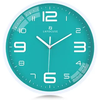 Lafocuse 3D Große Ziffern Türkis Grün Wanduhr Lautlos, Modern Wanduhr Leicht zu Lesen, Ohne Tickgeräusche Kinder Deko für Wohnzimmer Schlafzimmer Küche 30 cm