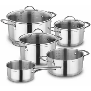 Kopf Clara Topf-Set 8-tlg. Kochtopf + Stielkasserolle + 3 x Glasdeckel