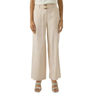 s.Oliver BLACK LABEL Stoffhose mit Bindegürtel und weitem Bein, vanilla