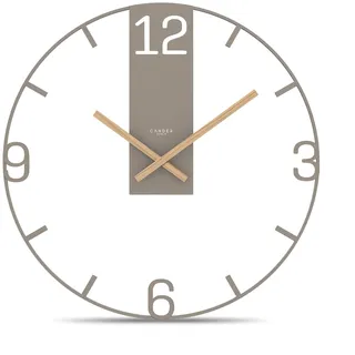 Cander Berlin BIONA XXL Wanduhr lautlos 50 cm Metall Holzzeiger ohne Tickgeräusche groß modern warmgrau Wohnzimmer Küche Vintage