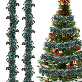 5 Stück Weihnachten Lametta Girlande,10M Künstliche Tannengirlande,Lametta Girlande Weihnachten Deko, Weihnachtsgirlande, für Kamin, Treppe, Haustür, Weihnachtsbaum (C)