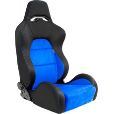 AUTO-STYLE Sportsitze 'Eco Soft' - Schwarz/Blau - Doppelseitig Verstellbare Rückenlehne - inkl. Laufschienen