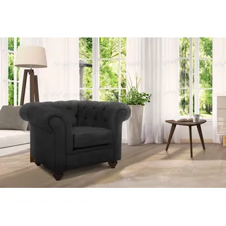 Sessel HOME AFFAIRE "Duc Chesterfield", grau (anthrazit), B:105cm H:74cm T:89cm, Samtoptik (100% Polyester);Samtoptik (100% Polyester);Luxus-Microfaser Lederoptik (100% Polyester), Sessel, Sessel, hochwertige Knopfheftung im Rücken, Samtoptik mit changierender Optik