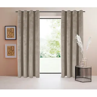 LeGer Home by Lena Gercke Gardine "LADINA" Ösen 1 Stk. tlg. blickdichter Vorhang, Samt Vorhang, sand beige