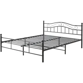 [en.casa] Metallbett Florenz 160x200cm Schwarz , Lattenrost - Schwarz