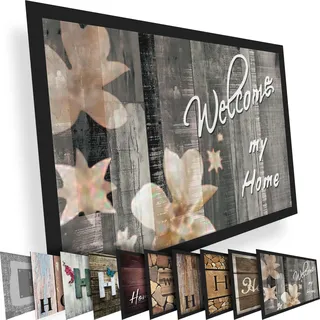 Valia Home Fußmatte Schmutzfangmatte Türmatte für Innen und Aussen - Fussmatte - Sauberlaufmatte rutschfest - Fußabtreter Haustür - Welcome Design 40 x 60 cm