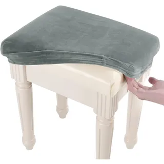 SINOSSO Weicher Samt-Bezug für Waschtischbank, 38,1 cm - 49,5 cm L x 30 cm B, dehnbar, waschbar, rechteckig, für Sattel- und Barhocker, Größe XS, Dunkelgrau