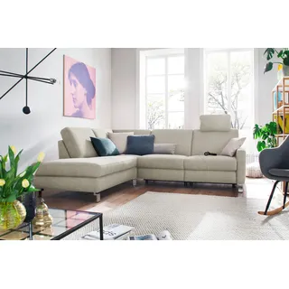 3C Candy Ecksofa "Mainau modern und elegant, mit gutem Sitzkomfort, L-Form" wahlweise mit elektrischer Relaxfunktion, Federkern, platin