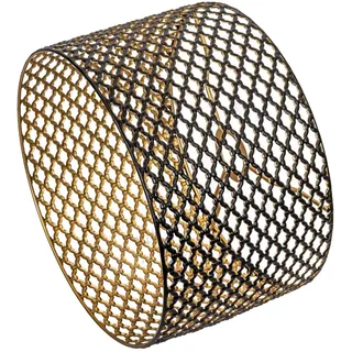 Osasy Vintage Metall Lampenschirm, Rund, Schwarz Gold, Hohlgeschnitzt|Trommelform, Für Stehlampe, Für Hängelampe, Für Tischlampe, Für Deckenleuchte