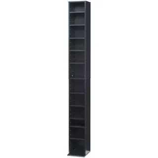 [en.casa] CD-Regal 20 x 175 x 20 cm Schwarz