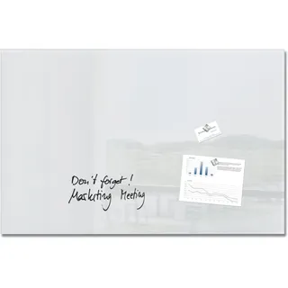 SIGEL GL141 Premium Glas-Whiteboard 100x65 cm super-weiß hochglänzend, SGS geprüft, einfache Montage, incl. 3 starke Magnete, Glas-Magnettafel für Büro & Schule, Artverum