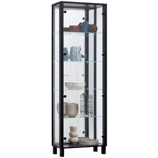 Finori Vitrine Schwarz Metall, 4 Fächer, 62x189x33 cm - schwarz