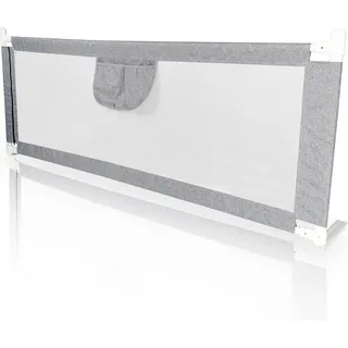 Jiubiaz Bettgitter 200*80 cm Bettschutzgitter Kinderbettgitter für Kinder Klappbar Höhenverstellbar Rausfallschutz passend für Kinderbetten, Elternbetten Anti-Fall für Babybettgitter Grau