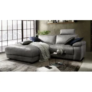 KAWOLA Sofa LOLA Ecksofa Stoff grau mit motorischer Relaxfunktion Recamiere links - Grau