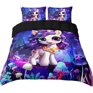 3-teiliges Bettwäscheset 135 x 200 cm – Einhorn und Schmetterlinge