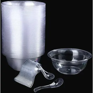 ASOENTIWOX Dessertgläser Plastik 80 Stück Dessertschalen 210ML Dessertbecher Hartplastik, Eisbecher Plastik für Desserts, Pudding, Joghurteis, Buffet Zubehör, Stabil und Mehrweg