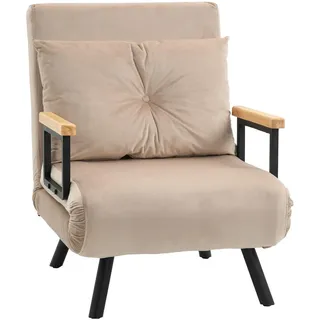 Redom Schlafsessel Polyester Samtoptik mit Bettfunktion, verstellbarer Lehne 63/73/81 cm Beige , Textil , 73x81x63 cm , Wohnzimmer, Sofas & Couches, Schlafsofas, Schlafsessel