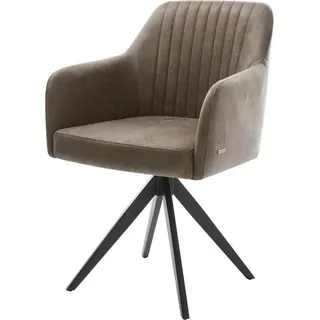 DeLife Polsterstuhl Greg-Flex Kreuzgestell kantig Schwarz Mikrofaser Taupe Vintage Taschenfederkern