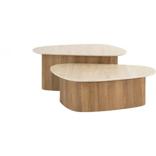 KAWOLA Couchtisch PRETO Set 2-tlg. Keramik weiß dreieckig