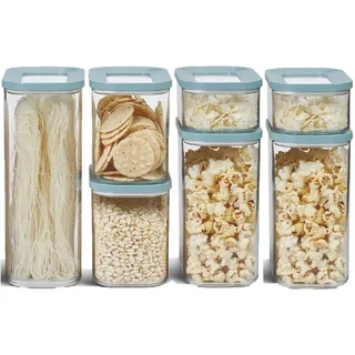 Mepal | 7-tlg. Set Vorratsdosen mit Deckel - Lebensmittelbehälter Rechteckig - Küchenorganizer aus Kunststoff - Vorratsbehälter Luftdicht | 1x 2000 ml - 2x 425 ml, 1000 ml & 1500 ml | Nordic Green