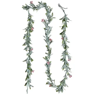 Vevor Weihnachtsgirlande, 2,7 m, realistisches Grün, Tannengirlande, dekoriert mit Weinreben, Olivenblättern & Beeren, immergrüne Kunstgirlanden mit Lichterkette für Weihnachtsdeko für Kaminsims