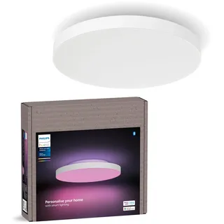 Philips Hue White and Color Ambiance Datura Deckenleuchte Klein, ⌀38,4 cm, warm- bis kühlweißes Licht, rund, Bluetooth kompatibel, Sprachsteuerung mit Alexa, Apple Home & Google Assistant, weiß