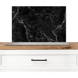 MuchoWow Spritzschutz Küche Marmor - Schwarz - Weiß - Textur - Marmoroptik 60x40 cm , Silberfarben , Metall , Rechteckig , 60x0.3x40 cm , rostfrei , Küchenzubehör, Küchenhelfer, Küchenutensilien
