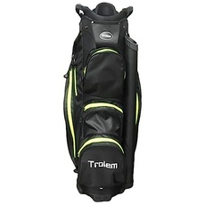 Trolem - Golfbag für Trolley - 14 Fächer, 2 XXL-Taschen und 5 Zubehörtaschen - Unisex-Golftasche Herren & Damen - Leicht - Cartbag - Schwarz & Grün