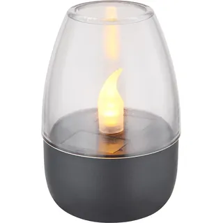 LED Solarleuchte Deko Windlicht Grau, Gartenbeleuchtung Terrasse & Balkon, H 9cm - Grau