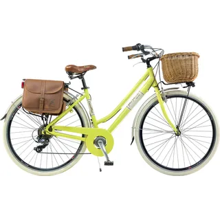 Via Veneto by Canellini Fahrrad Citybike Frau Aluminium mit Korb und Tasche - Gelb 46 - Gelb