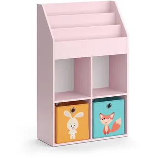 Vicco Kinderregal Luigi Rosa 72 x 114.2 cm mit 2 Faltboxen (bunt) , Pink, Pink , Holzwerkstoff , 8 Fächer , Rechteckig , 72x114.2x31.2 cm , Babymöbel & Kindermöbel, Babyzimmer, Babyregale & Kinderregale