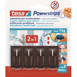 Tesa Powerstrips Vario-Gardinenhaken braun 4