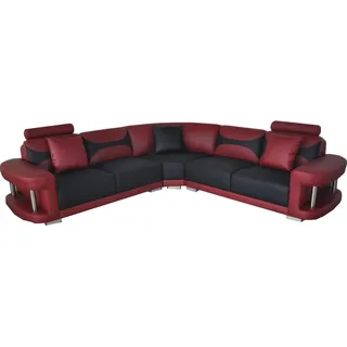 Leder Modern XXL Couch Wohnlandschaft Ledersofa Sofagarnitur Sofa L-Form  F3001B - Schwarz