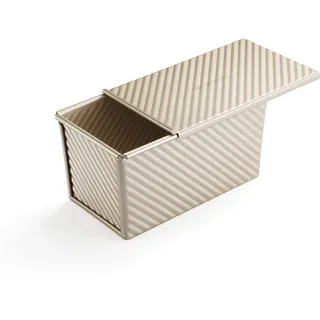 Monfish Brot Toastform Laib Pfanne Brot backform Kastenform mit Deckel gewellt Pullman-Laib Pfanne Brotbackform mit Deckel Aluminiumbeschichteter Stahl Antihaftbeschichtung