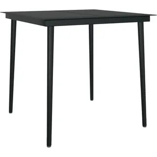 vidaXL Garten-Esstisch Schwarz 80x80x74 cm Stahl und Glas - Schwarz