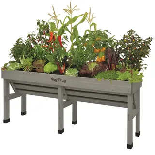 VegTrug® Hochbeet Wall Hugger - platzsparender Pflanzkasten für Balkon & Terrasse 310 L Volumen inkl. Pflanzvlies - Frühbeet ergonomische V-Form für Gemüse Kräuter Blumen - Grey 183x46x80 cm