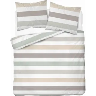 Satin Bettwäsche 160x200 Pastell Streifen Multicolor - Beige