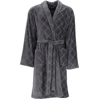 Herrenbademantel VOSSEN "Barron, ideal für Sauna & Spa, Hotelbademantel, Morgenmantel" Gr. M, grau (graphit), L:120cm, Webvelours, Hausmäntel, Herrenbademantel, mit Schalkragen, Rautendesign