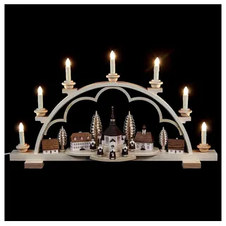 Kleinkunst aus dem Erzgebirge® Müller Schwibbogen Seiffener Dorf elektrisch beleuchtet (230V 50Hz)