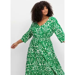 sheego Druckkleid Etuikleid Grün/Weiß 40