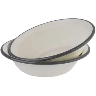 APS Emaille-Schale, Durchmesser: 16,5 cm, emaillierts Stahlblech, Farbe: cremeweiß mit grauem Rand